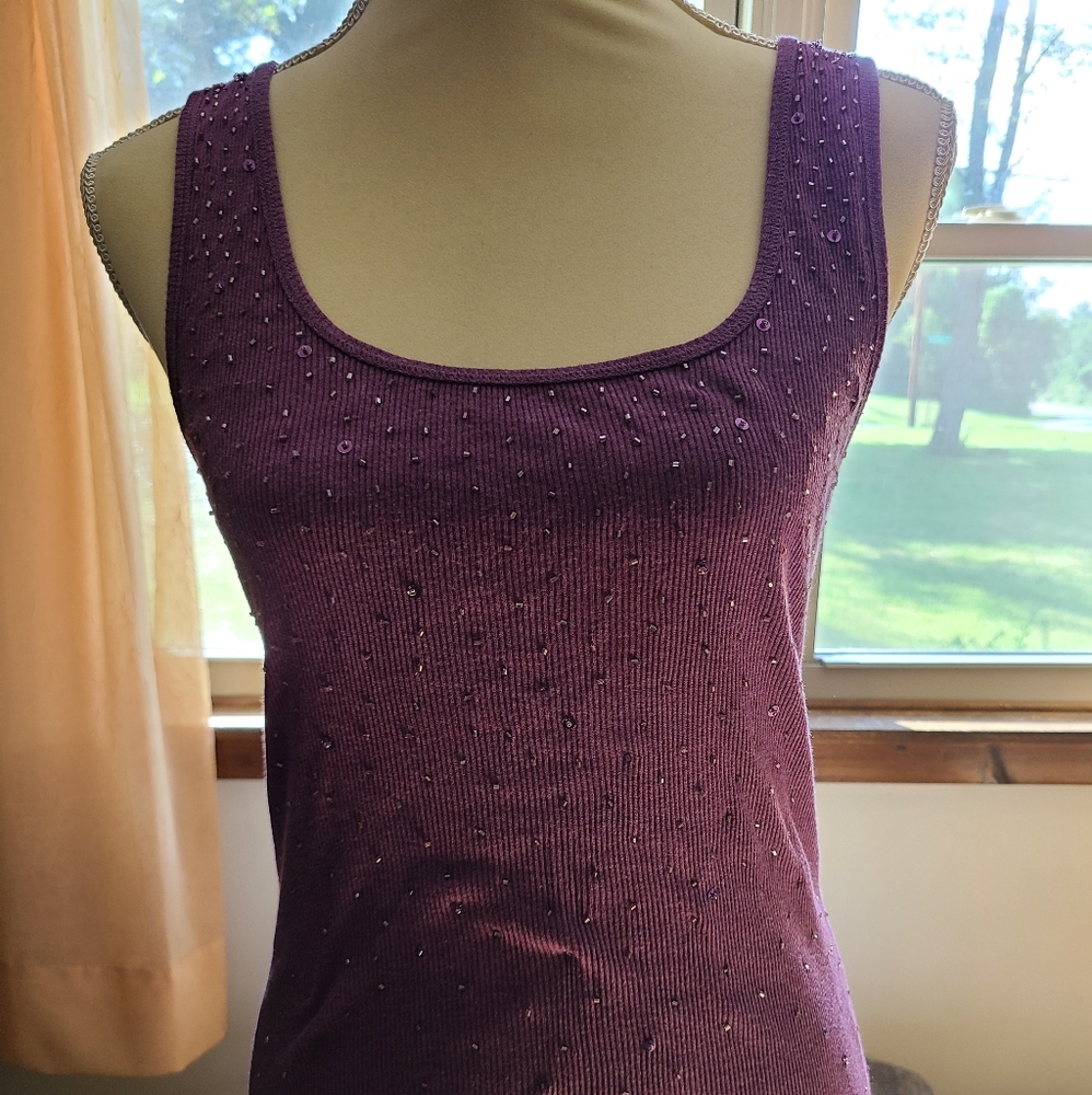 Tank Top, Purple with sequins. XL
